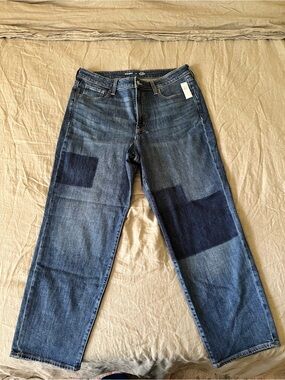 Old Navy Blue Patchwork Loose-Leg Jeans
